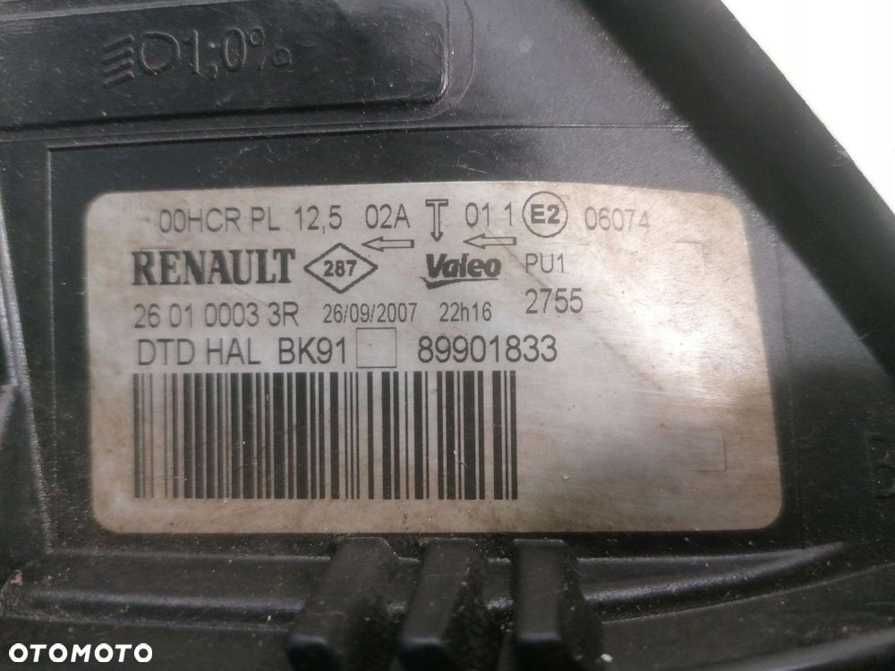 lampa prawa przednia przód renault laguna iii 260100033r 89901833 - 3