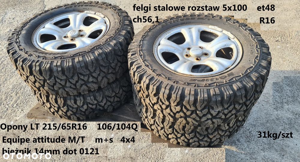 Koła SUBARU Forester SH Outback BR felgi stalowe opony terenowe 4x4 M/T R16 5x100 LT 215/65r16 - 1