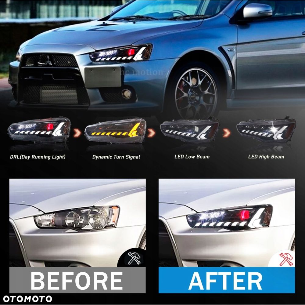 Reflektory Lampy kpl Vland Full LED Tuning Black Mitsubishi Lancer VIII 8 - 12