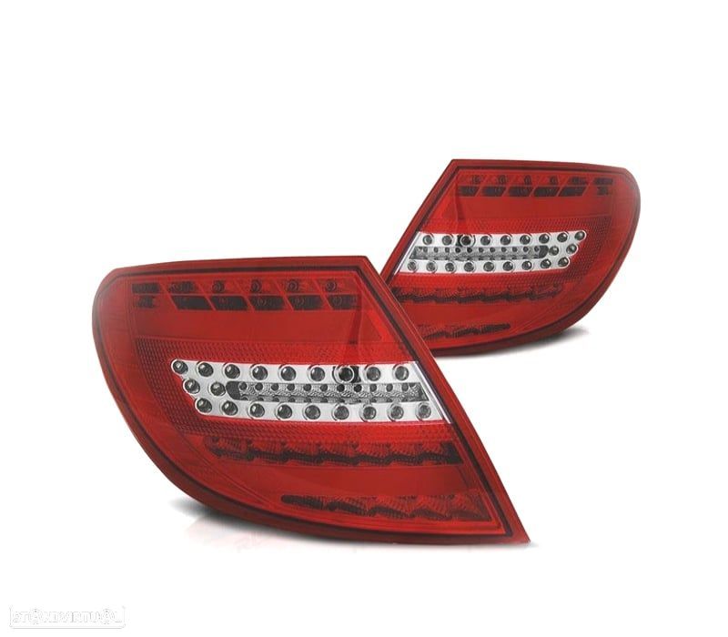 FAROLINS TRASEIROS MERCEDES CLASSE C W204 07-11 LIGHT BAR VERMELHO CROMADO - 1