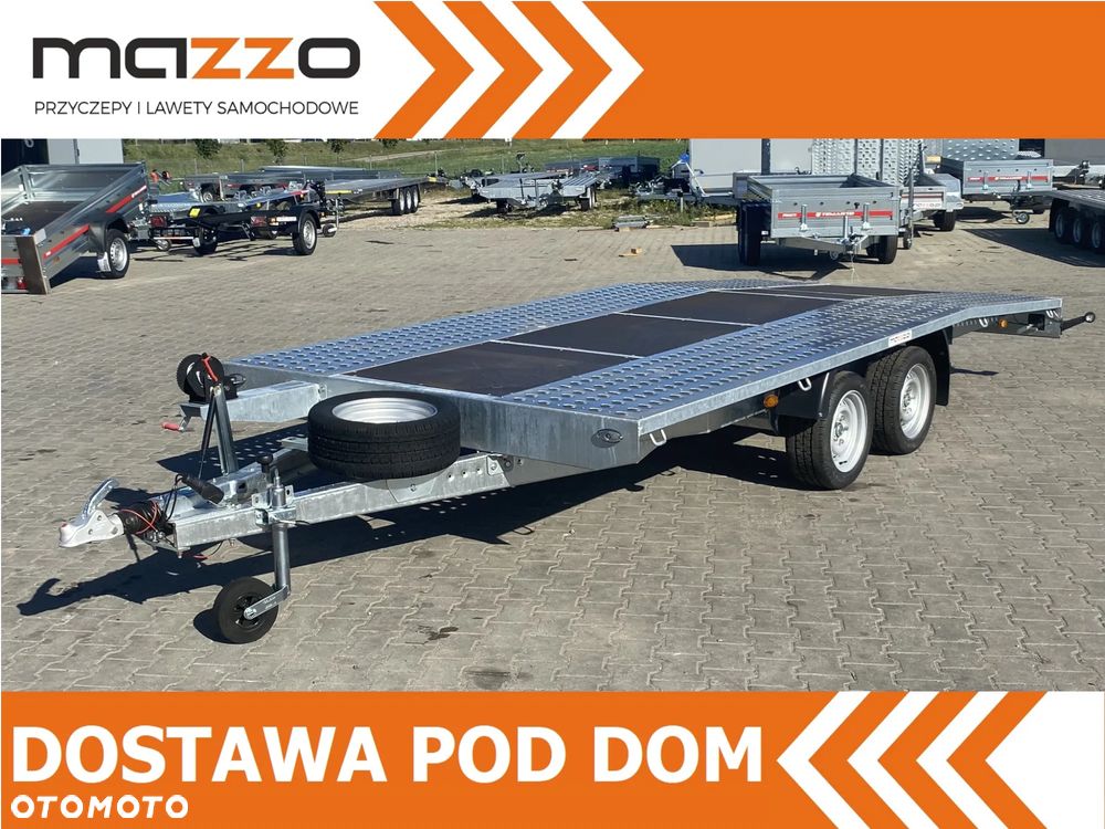 Niewiadów DOSTAWA! Laweta JUPITER wym. 450x210 Podłoga ze sklejki, najazdy, wciągarka, koło zapasowe! DMC 2700 kg Idealna do przewozu samochodów! - 1