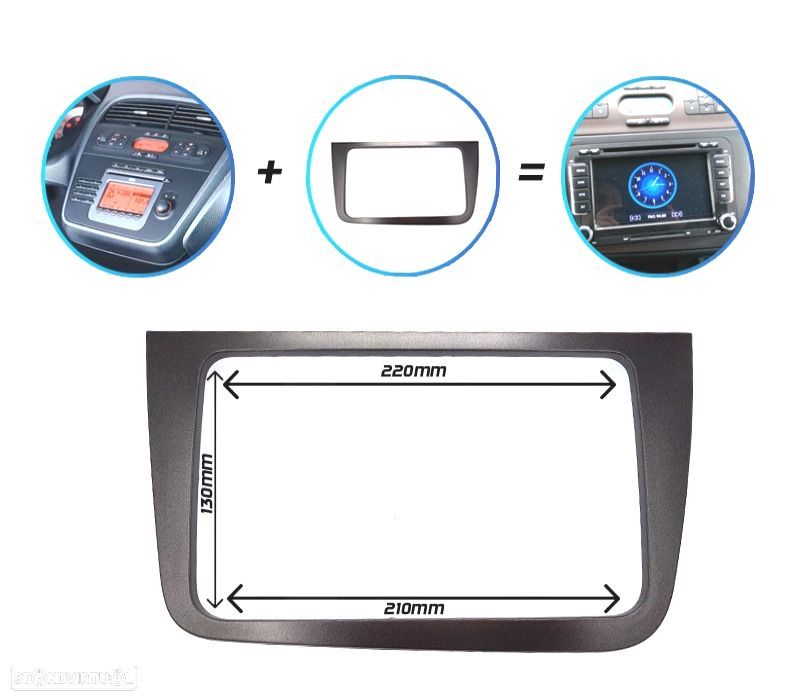 MOLDURA ADAPTADOR CINZA PARA RADIO 2-DIN PARA SEAT ALTEA TOLEDO VOLANTE ESQUERDA - 1