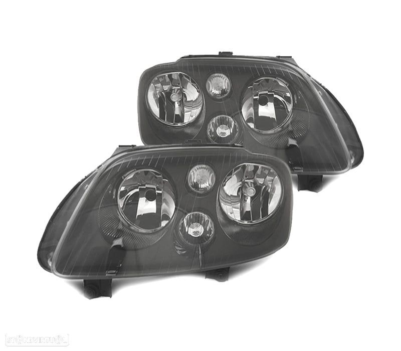 FARÓIS VOLKSWAGEN VW CADDY 04-10 TOURAN 03-06 FUNDO NEGRO - 1