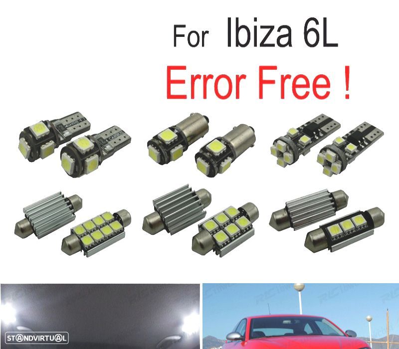 KIT COMPLETO 8 LAMPADAS LED INTERIOR LUZ DE LEITURA PARA SEAT IBIZA IV MK4 6L 02-08 - 1
