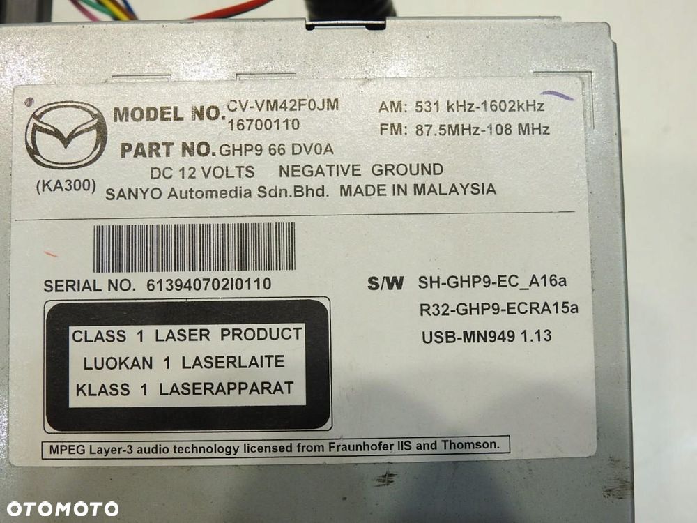 RADIO CD NAWIGACJA MAZDA 6 III GJ GHP9 66 DV0A CV-VM42F0JM - 6
