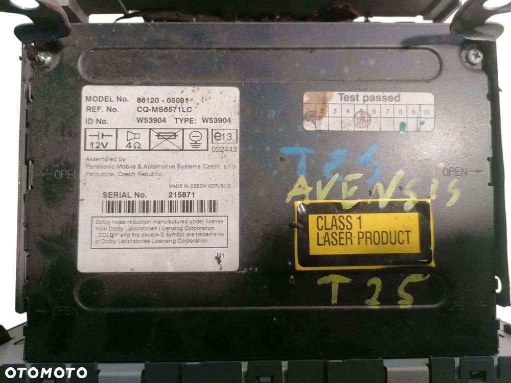 RADIO CD NAWIGACJA WYŚWIETLACZ TOYOTA AVENSIS T25 03-06 86120-05081 - 3