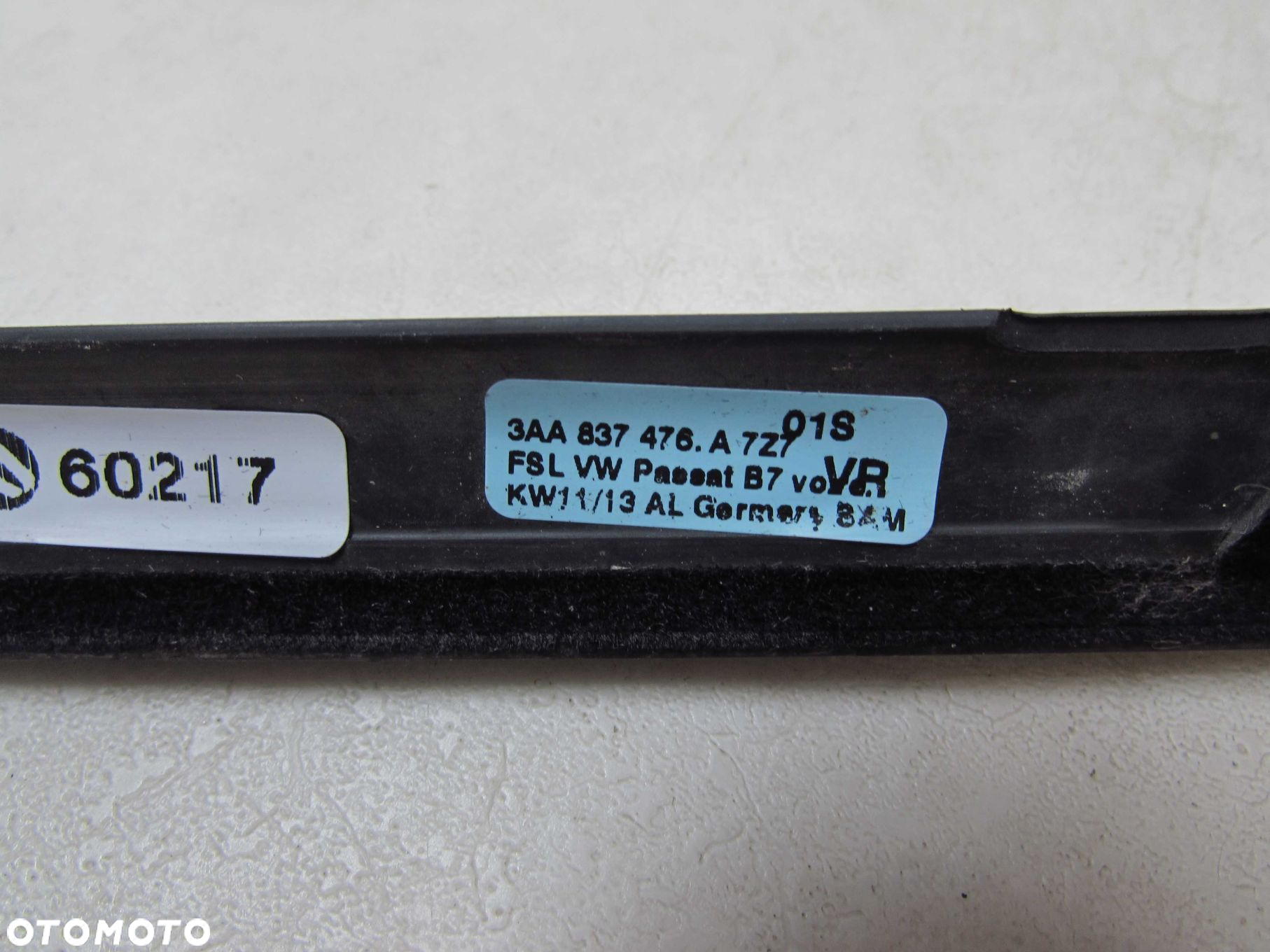 VW PASSAT B7 LISTWA ZGARNIAJACA DRZWI CHROM LEWY PRZOD 3AA837476A 10-15 - 8