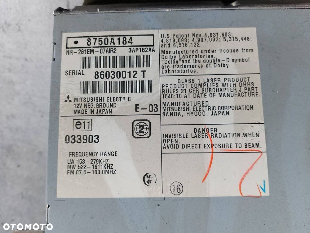 RADIO  MITSUBISHI LANCER IX ( 07-16 ) 8750A184 - 5