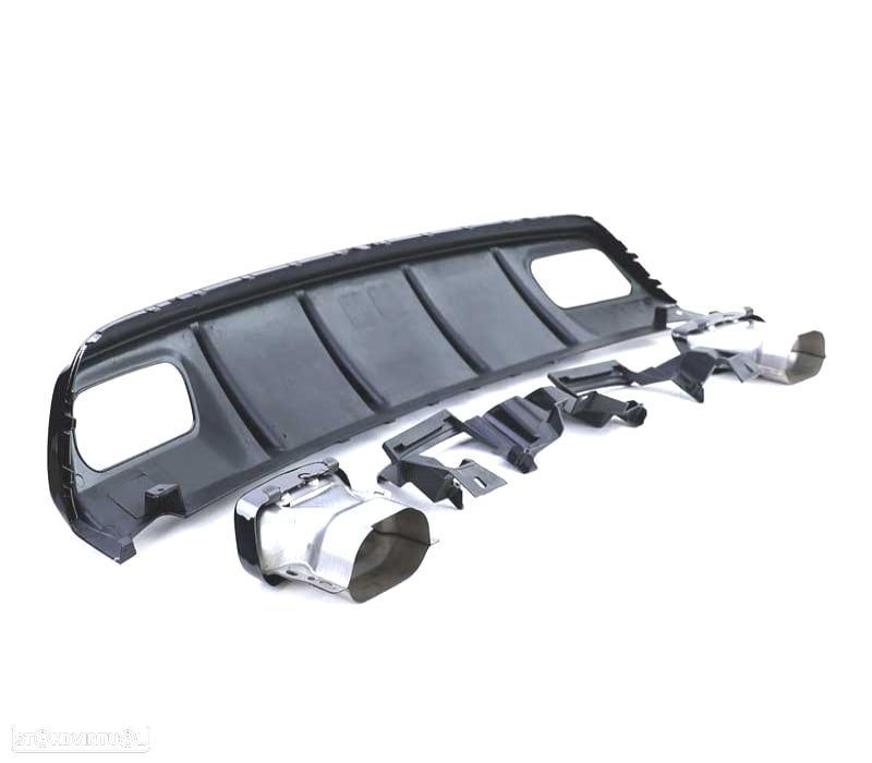 DIFUSOR TRASEIRO MERCEDES CLASE A W176 15-18 LOOK A45 AMG PRETO BRILHANTE + PONTEIRAS - 3