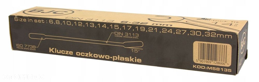 KLUCZE płasko oczkowe BJC 6-32 CrV ZESTAW GRUBE - 12