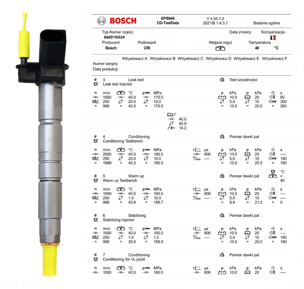 Wtryskiwacz Bosch 0445116024 Bmw 3.0 - 5