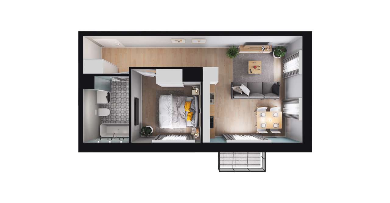2-pokojowe mieszkanie 37m2 + balkon Bezpośrednio - Pełny obrazek: 2/7