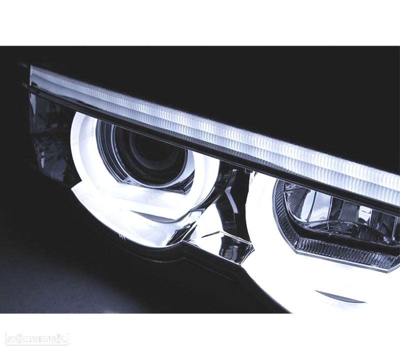 FARÓIS ANGEL EYES BMW SERIE 7 E38 94-01 FUNDO CROMADO - 2