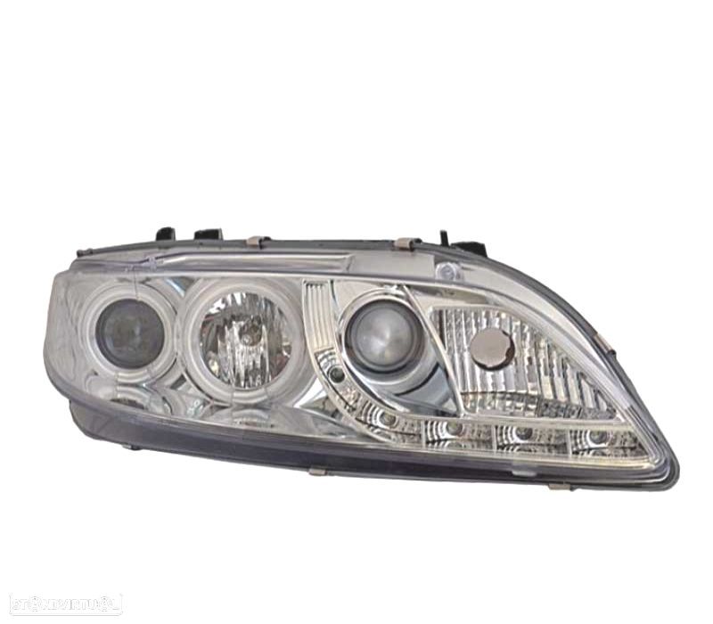 FARÓIS MAZDA 6 02-08 OLHOS DE ANJO LUZ DIURNA FUNDO CROMADO - 2
