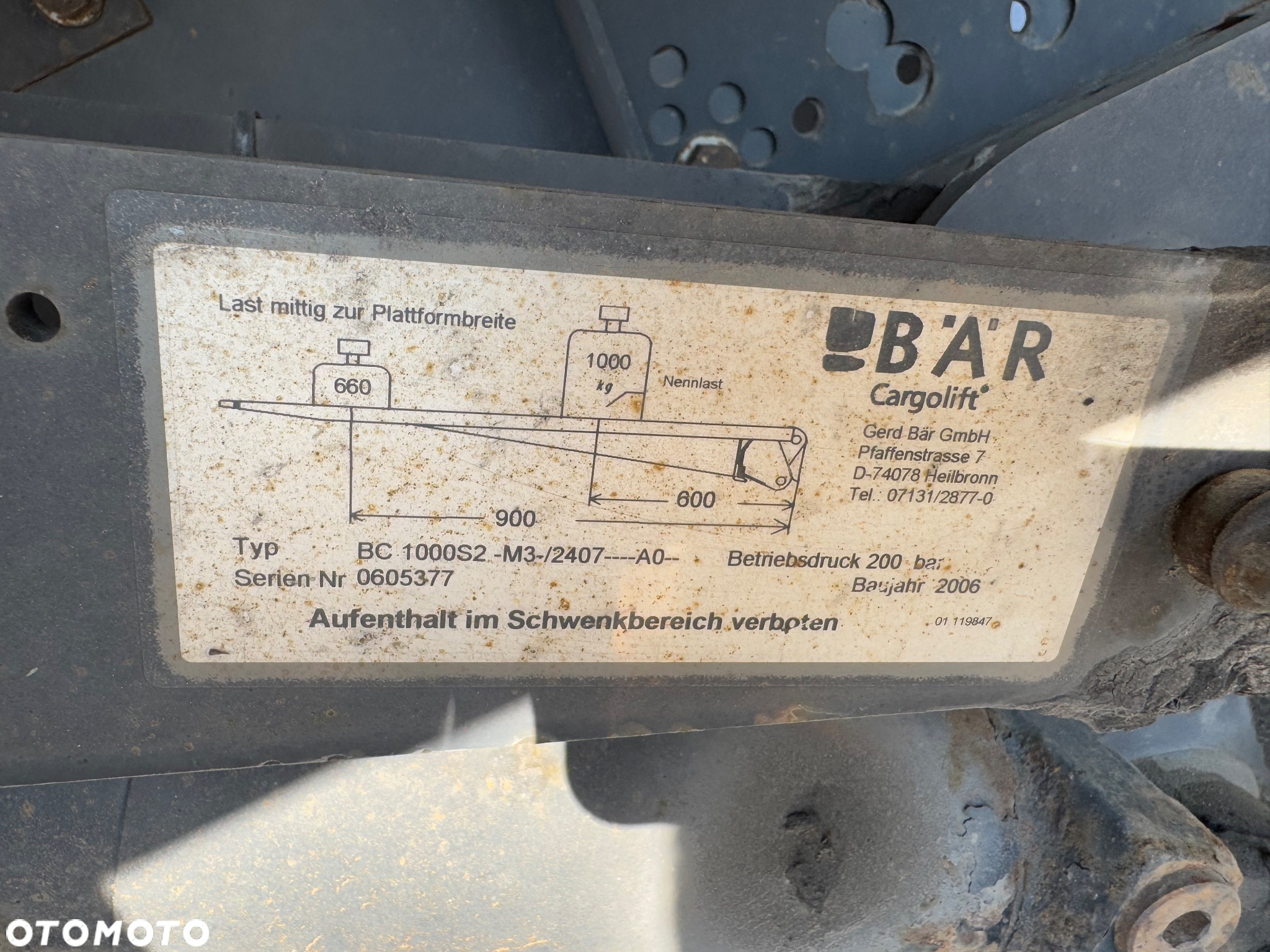 Winda, platforma załadowcza BAR 1000kg - 2