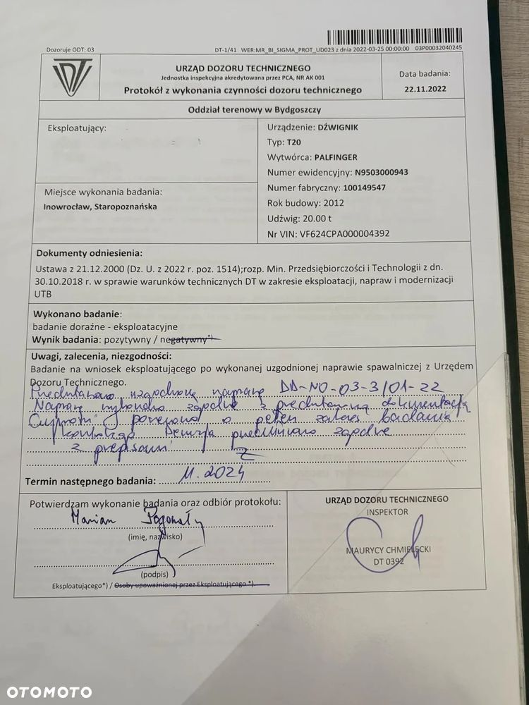 ZABUDOWA HAKOWA HAKOWIEC PALFINGER  T20 2012 - 10