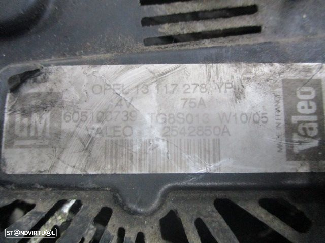 Alternador 2542850A  13117278YP  TG8S013  OPEL CORSA C 2003 1.3CDTI 0P OPEL CORSA C 2006 1.3 CDTI 70CV 5P BRANCO VALEO OPEL CORSA C FASE 2 2006 1.3CDTI 70CV 3P BRANCO VALEO 14V 75A - 4