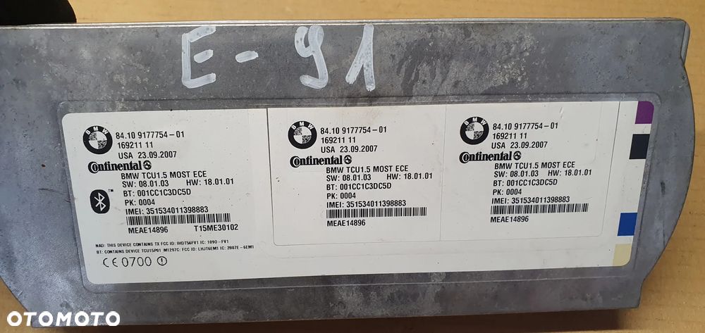 Moduł sterownik bluetooth BMW 3 E91 9177754 - 5