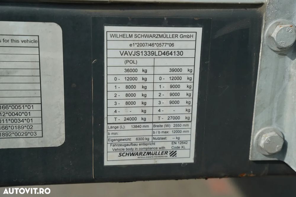 Schwarzmuller / SEMIREMORCĂ CU PRELATĂ (CURTAINSIDER) / STANDARD / CUTIE PENTRU PALETI / AXE SAF / - 25