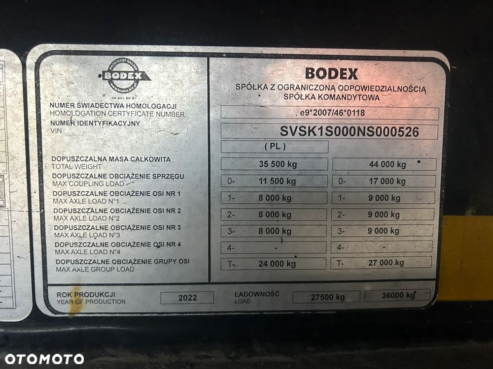 Bodex KIS3B / RUCHOMA PODŁOGA / CARGO FLOOR / NOWA PLANDEKA / NOWY PILOT DO STEROWANIA / OSIE SAF / OŚ PODNOSZONA / PRODUKCJA 2022 ROK !! - 23