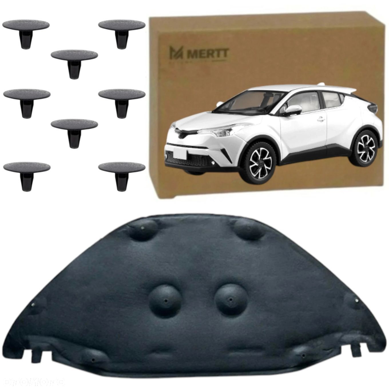 MATA PODBIKTA WYGŁUSZENIE POKRYWY SILNIKA + SPINKI TOYOTA C-HR 2016-2023 - 1