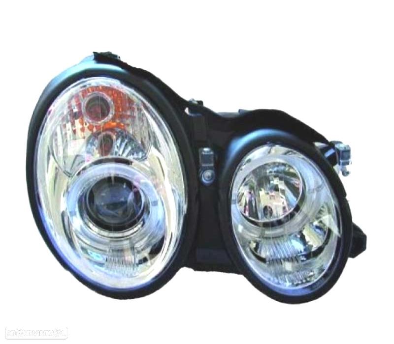 FARÓIS ANGEL EYES MERCEDES E W210 95-99 FUNDO CROMADO - 2