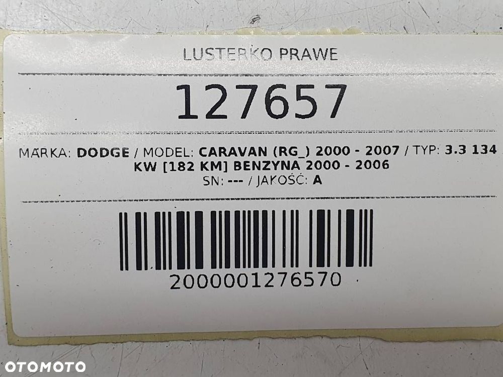 LUSTERKO PRAWE 5 PIN DODGE CARAVAN IV VOYAGER EUROPA - 7