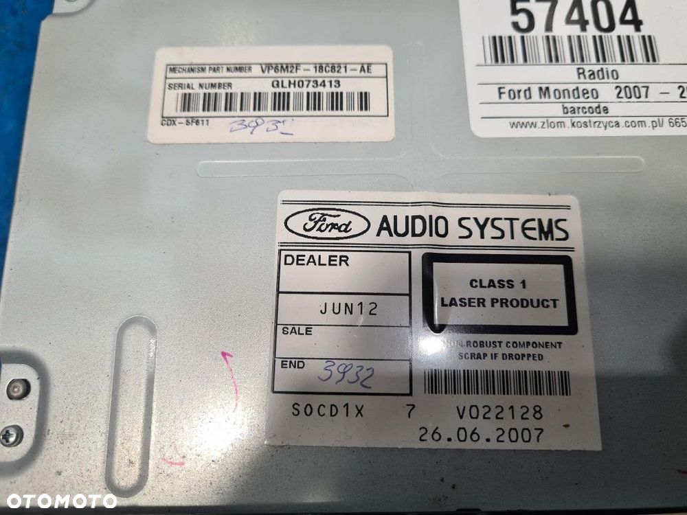 FORD MONDEO MK4 RADIO VP6M2F-18C821-AE - 7