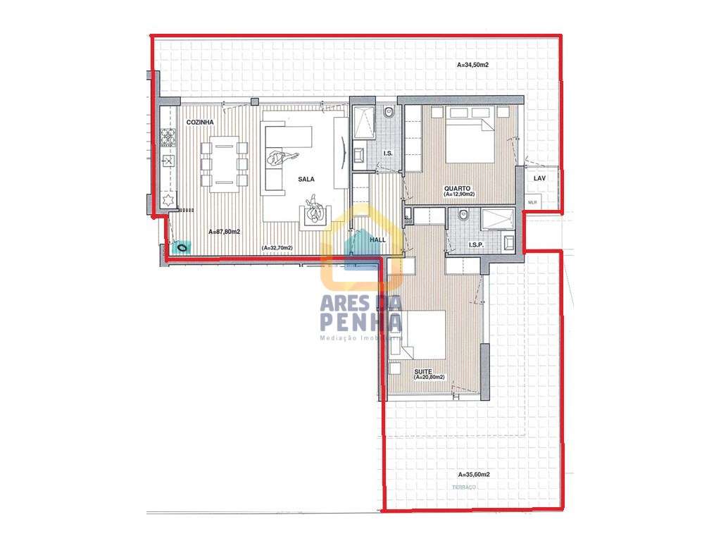 T2 Recuado com Terraço e Garagem para dois carros - Grande imagem: 2/2