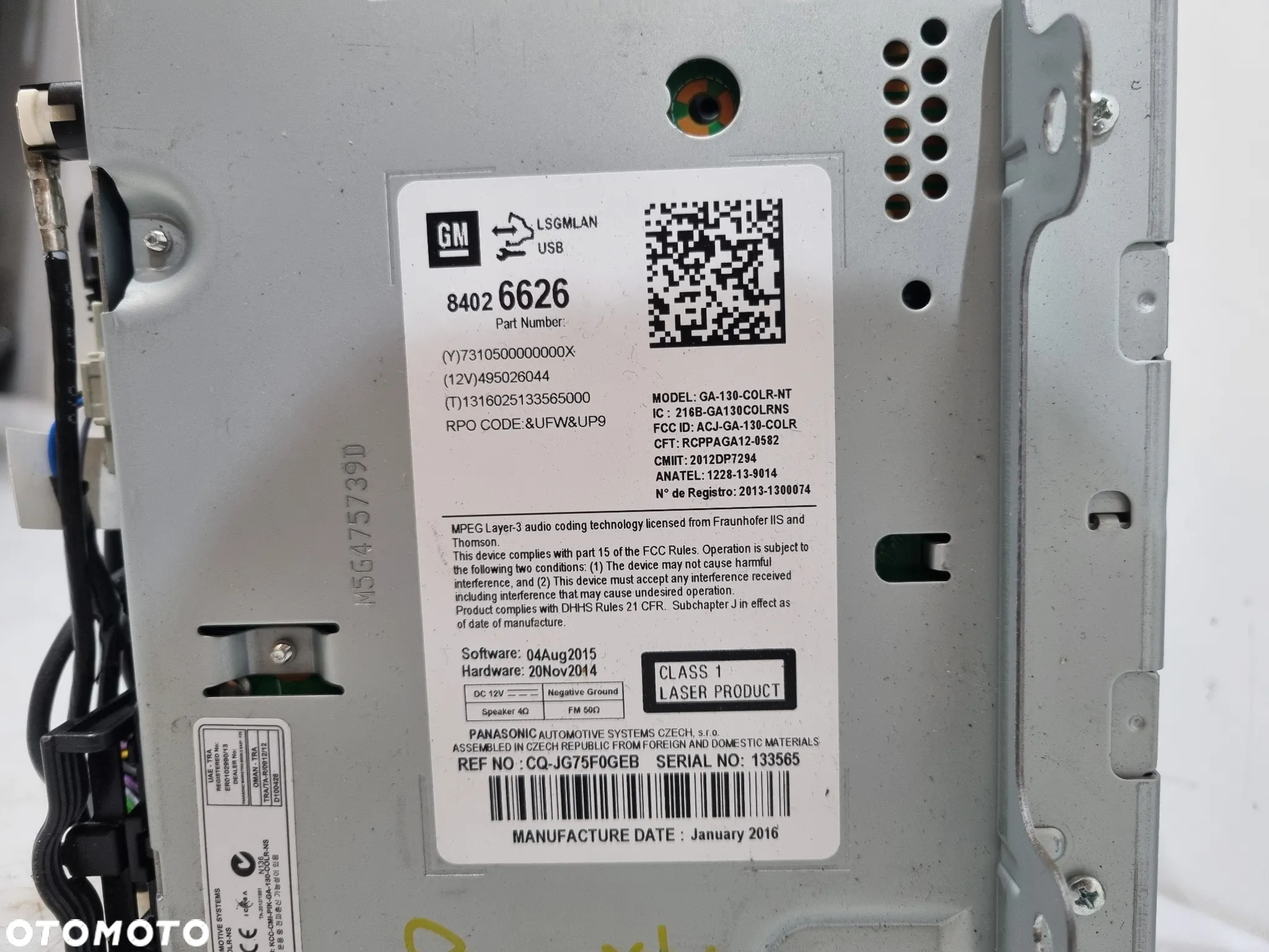 OPEL ASTRA J IV RADIO NAWIGACJA WYŚWIETLACZ 13435144 84026626 42353388 - 5