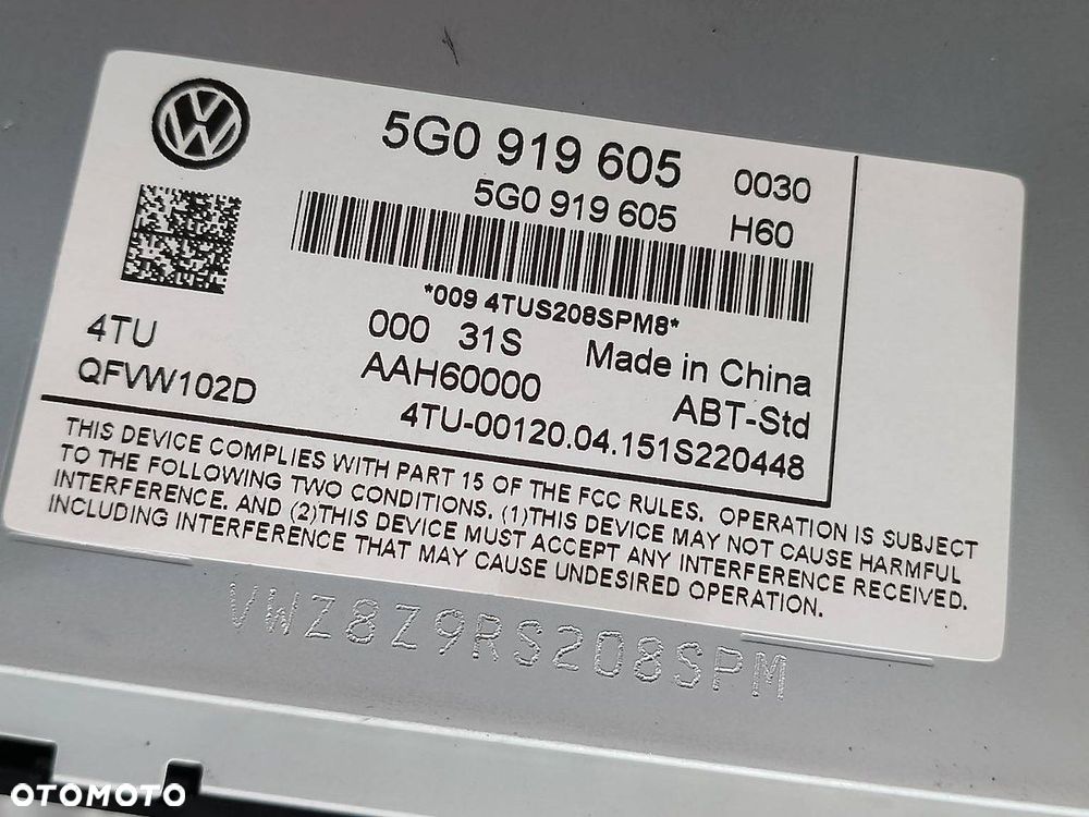ZESTAW MUTIMEDIALNY VW GOLF VII 5G0919605  5G0919605  5G0035819A - 7