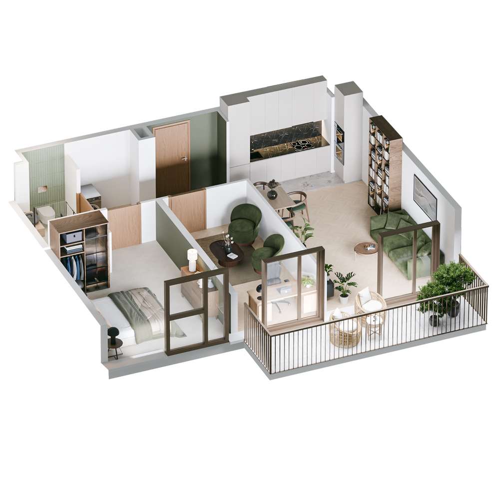 3 pokoje , 58,86 m² , 1 piętro, nowe, Harmony Garden