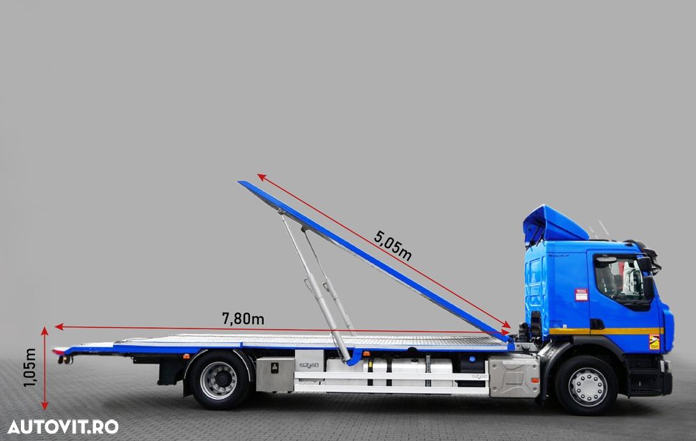 Renault D WIDE 380 DE11 / 4X2 / CAMION DE REMORCAJE 8 M / TRANSPORT AUTO / PLATFORMĂ / TROLIU / - 3