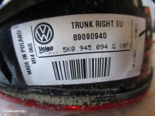 Farol Tras 89090940 5K0945094G VW GOLF 6 2011 1.4I 80Cv 3P Preto DRT ORIGINAL - 3
