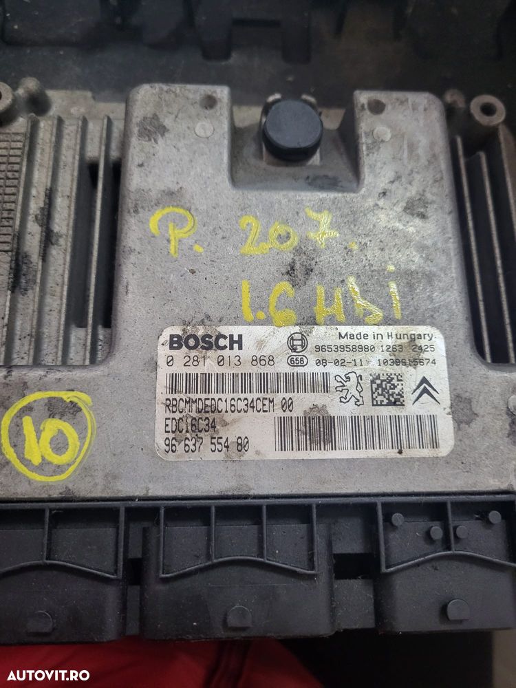 ECU / Calculator Motor Peugeot 207 1.6 HDI 2008 0281013868 / 9663755480 - 1