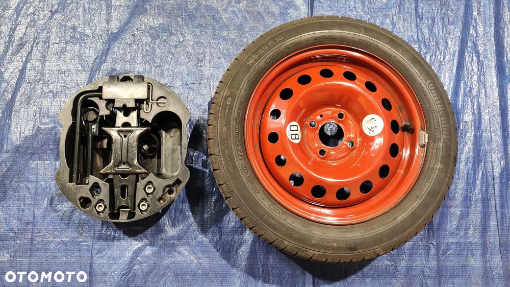 KOŁO ZAPASOWE DOJAZDOWE 15'' 4x100 185/55R15 ZESTAW NAPRAWCZY LEWAREK KLUCZ DO KÓŁ UCHO HOLOWNICZE RENAULT WIND TWINGO II - 1