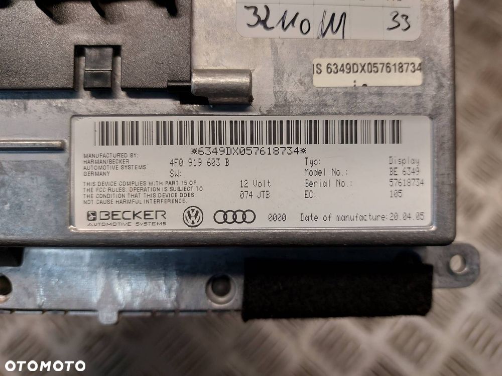 WYŚWIETLACZ AUDI A6 C6 4F0919603B - 3