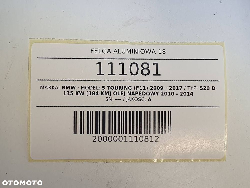 FELGA ALUMINIOWA 18 BMW F10 F11 6783522 9J ET44 IS44 - 11