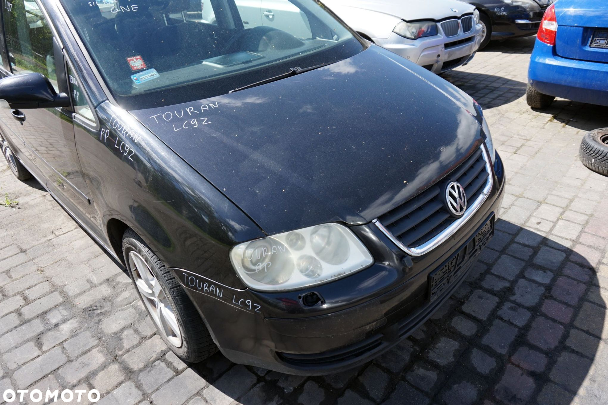 MASKA ZDERZAK BŁOTNIKI LAMPY TOURAN I 1T LC9Z XENON SPRYSKI VOLKSWAGEN 2003-2006 CZARNY PRZÓD KOMPLETNY - 4