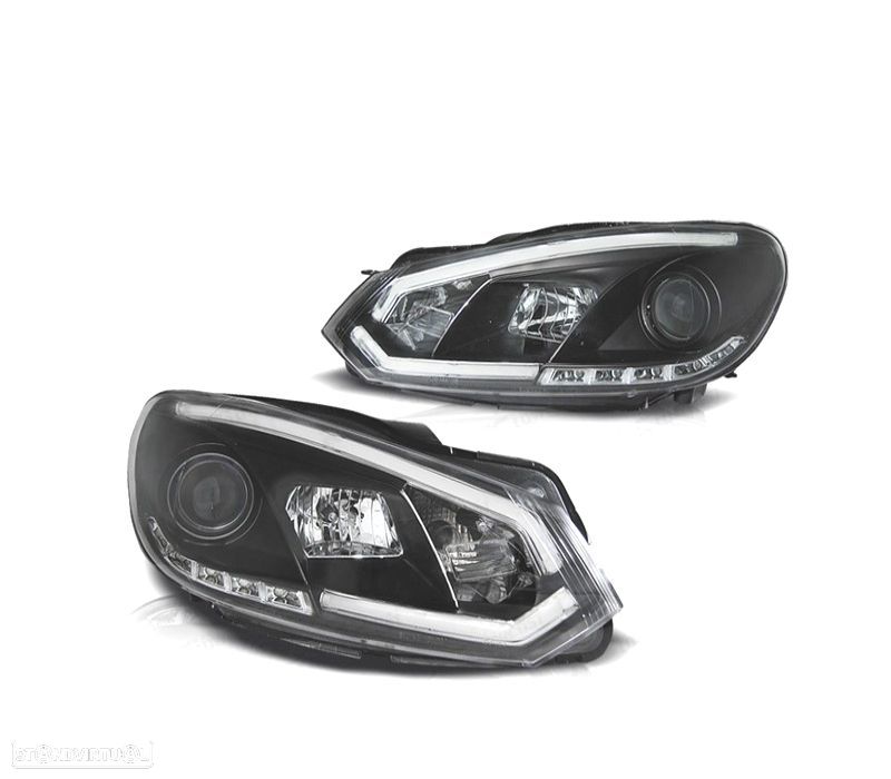 FAROIS FRONTAIS VOLKSWAGEN VW GOLF 6 08-12 TUBE LIGHT FUNDO PRETO - 5
