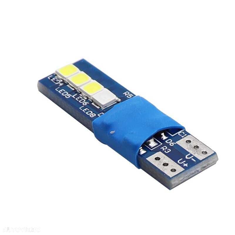 Becuri led T10 W5W Dual color ( albastru si alb ) 12V  set de 2 bucati - 7