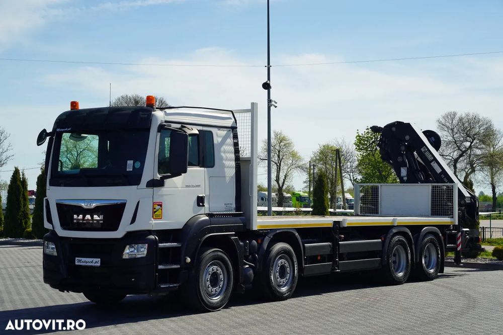 MAN TGS 35.480 / 8x4 / HDS HIAB 288 EP-5, rază de acțiune: 12,7 m / platformă laterală - 7,4 m / capacitate de ridicare: 9400 kg / EURO 6 / RADIOCOMANDĂ - 8