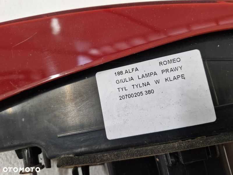 ALFA ROMEO GIULIA LAMPA PRAWY TYŁ PRAWA TYLNA W KLAPĘ 20700205 - 7