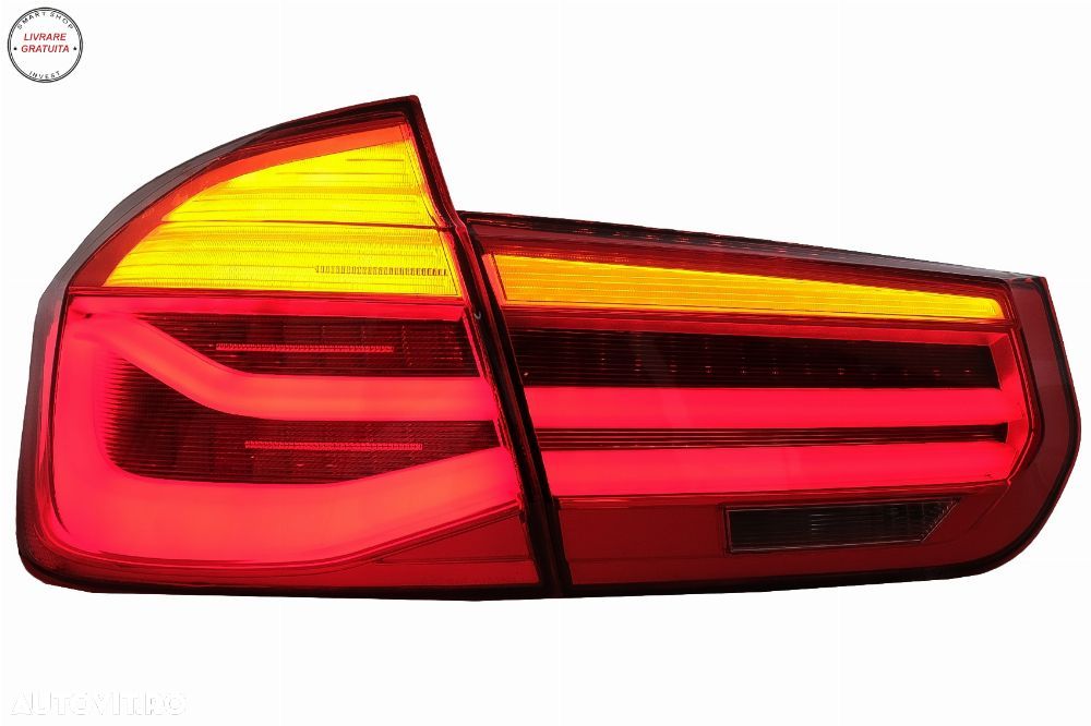 Stopuri LED BMW Seria 3 F30 (2011-2019) Rosu Clar LCI Design cu Semnal Dinamic Sec- livrare gratuita - 7
