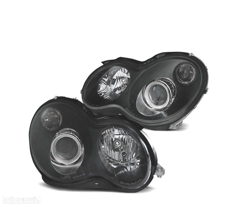 FARÓIS COM PROJETOR MERCEDES C W203 SPORTCOUPE C203 01-04 FUNDO PRETO - 1