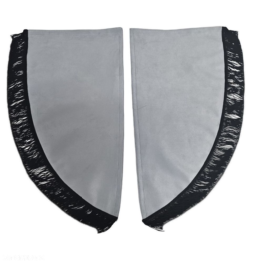 ZASŁONY BOCZNE SKOSY TIR BUS -materiał : NUBUCK -Szary + Frędzle Czarne - 1