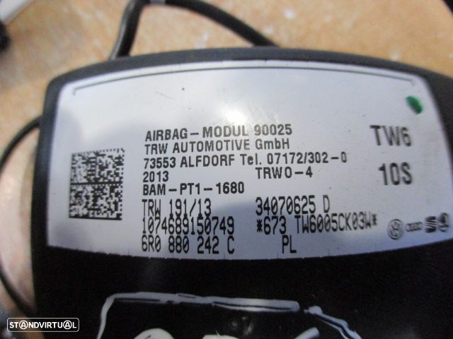 Airbag Banco 34070625D 6R0880242C SEAT IBIZA 6J 2014 1.2TDI 75CV 3P PRETO FD VW POLO 6R FASE 1 2014 1.6TDI 90CV 5P VERMELHO FRT DRT - 4