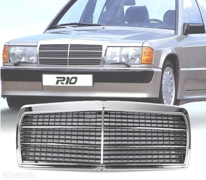GRELHA FRONTAL PARA MERCEDES 190 W201 82-93 CROMADA - 1