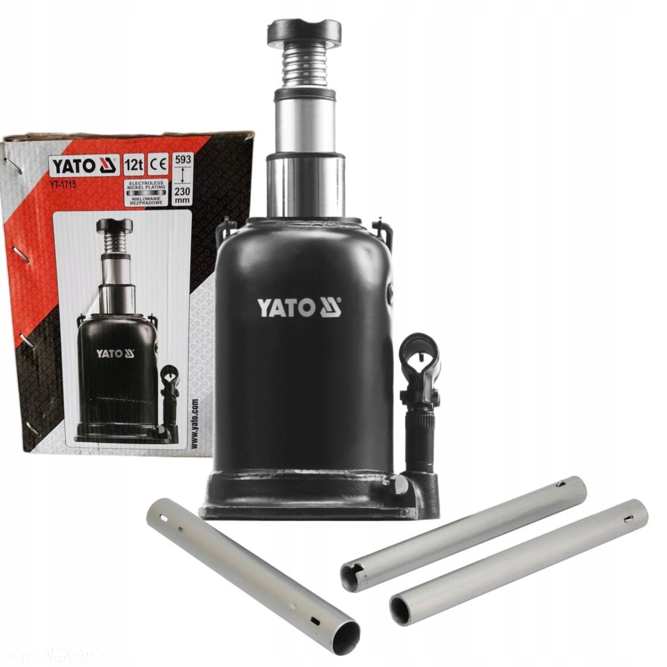 YATO PODNOŚNIK HYDRAULICZNY DWUSTOPNIOWY SŁUPEK BUTELKOWY WYSOKI 12T YT1715 - 5