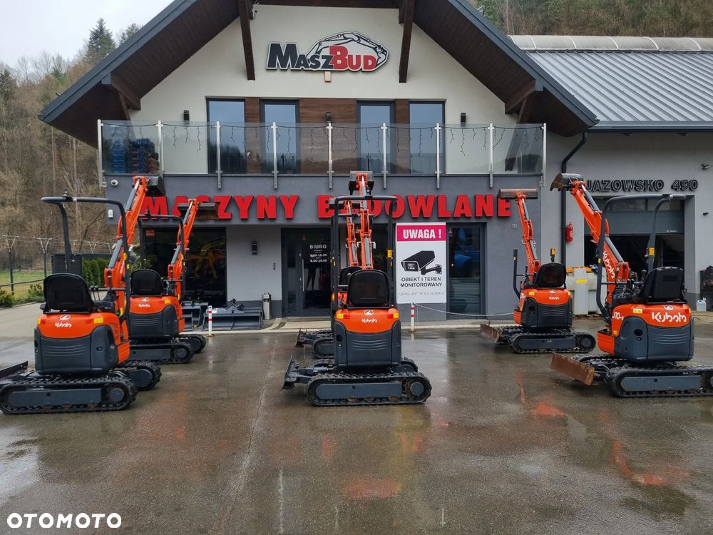 Kubota U10 Minikoparka Japońska 1.1tony. HURT! z Norwegii każda sztuka IGŁA! Zero śladów zużycia ładny stan gąsienic. Rok od 2015 do 2019. Jedna cena! Silnik 3 cylindry. Minikoparki sprowadzone z Norwegii. Rozsuwane Podwozia. Szybka Wolna jazda. Wyjscia dodatkowe na młot lub wiertnice. Serwisowane w DEKRA. Okazja do wyczerpania zapasów!  Zero luzów czy wycieków. Maszyny Pochodzą z dużej szkółki roślinnej. Potężna moc. Wersja Norweska - 7